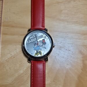 Minnie Mouse Red Leather Watch
